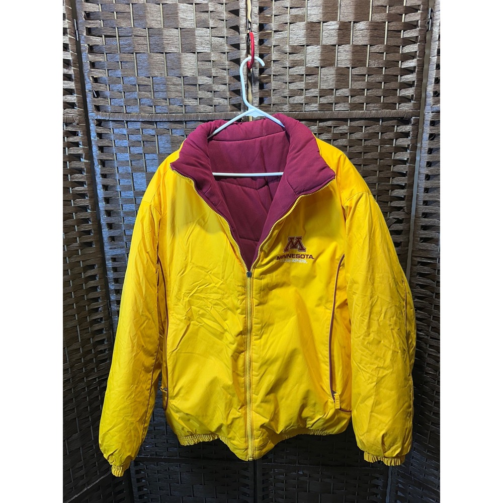 Minnesota Golden Gophers NCAA Reversible‎ Full Zip Puffer Jacket Coat Yellow
